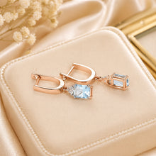 Curacion Holistica Natural Aquamarine Drop Earrings Rose Gold Plated Sterling Silver Handmade Luxury Hoops 7x5mm Gem