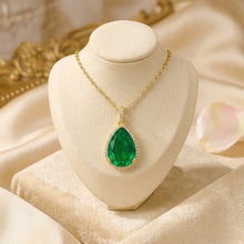 Juego de Collar y Pendientes de Lágrima Nano Esmeralda | Plata de Ley Chapada en Oro de 18k Hecho a Mano | Serie Lágrima Edición Limitada Curación Holística