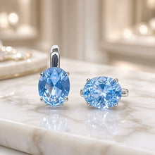 Exquisite Handmade Aquamarine Statement Earrings | 8×10mm Oval Sterling Silver, Hypoallergenic | Limited Edition Spanish Craftsmanship