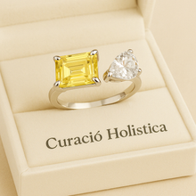 Adjustable Citrine and White Quartz Statement Ring in Sterling Silver – Handmade Exclusivity by Curación Holística - Curacíon Holística