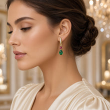Exclusive Diopside & Ruby Rose Statement Huggie Earrings | 925 Sterling Silver 18K Gold Plated | Nickel-Free Limited Series | Handmade in Spain by Curación Holística