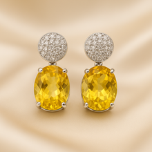 Artisan Handmade Yellow Citrine and White Quartz Earrings Spain Luxury Jewelry