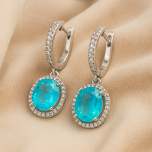 ✨ Paraíba Tourmaline & White Quartz Drop Earrings – Handmade Statement Jewelry in 925 Sterling Silver ✨ - Curacíon Holística