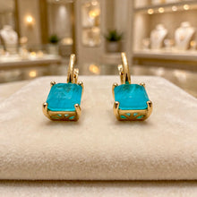 Handmade Paraiba Tourmaline Statement Earrings | Sterling Silver 18K Gold Plated Hypoallergenic | Spanish Artisan Limited Edition