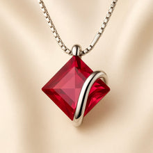 	Delicate sterling silver necklace with vibrant ruby rose gemstone