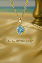 Elegant Aquamarine Sterling Silver Necklace | Gold-Plated Handmade Boho Jewelry | Healing Energy | Curación Holística - curacionholistica