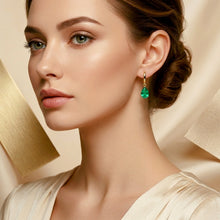 Parure Collier et Boucles d'Oreilles de Luxe Goutte d'Émeraude Nano – Bijoux Espagnols Faits Main en Édition Limitée en Argent Sterling Plaqué Or 18K sans Nickel par Curación Holística