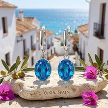 Royal Blue Topaz Dangle Earrings 925 Sterling Silver Handcrafted in Spain