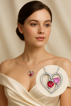 “Heart jewelry gift-ready packaging featuring Curación Holística ruby and topaz necklace.”