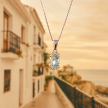 Statement tiny aquamarine pendant on delicate silver chain