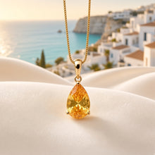 Collar Exclusivo Hecho a Mano con Citrino en Forma de Lágrima – Plata de Ley Bañada en Oro de 18K (Sin Níquel) Colgante Llamativo | Edición Limitada por Curación Holística