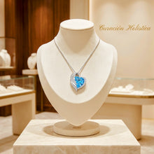 Guardian Angel Blue Topaz Heart Necklace | Handmade Sterling Silver 925 Angel Wings Statement Pendant | Limited Edition Curación Holistica Spanish Jewelry