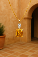 Bright yellow gemstone necklace with gold finish