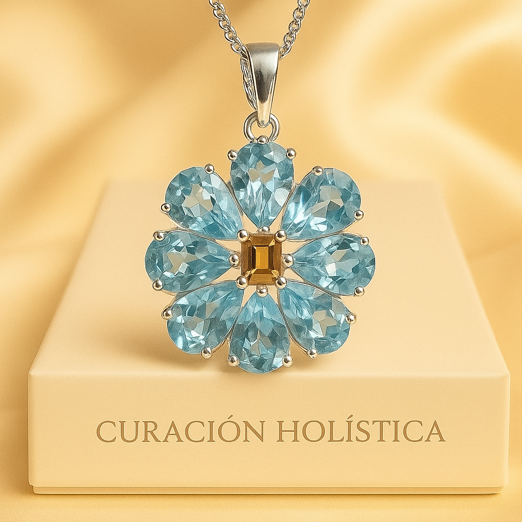 Curación Holística exclusive aquamarine and citrine handmade necklace.