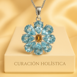 Curación Holística exclusive aquamarine and citrine handmade necklace.