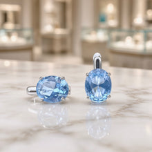 Exquisite Handmade Aquamarine Statement Earrings | 8×10mm Oval Sterling Silver, Hypoallergenic | Limited Edition Spanish Craftsmanship