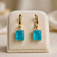 Handmade Paraiba Tourmaline Statement Earrings | Sterling Silver 18K Gold Plated Hypoallergenic | Spanish Artisan Limited Edition