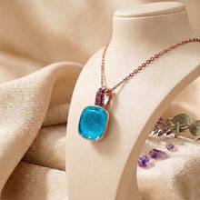 Statement Blue Topaz & Ruby Pendant Necklace in Bronze Sterling Silver – Boho Luxe Heirloom with Healing Gemstones