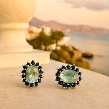 Natural Aquamarine and Blue Sapphire Stud Earrings in Sterling Silver | Handmade Statement Jewelry | 925 Silver | Curación Holística - Curacíon Holística