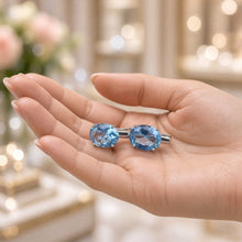 Exquisite Handmade Aquamarine Statement Earrings | 8×10mm Oval Sterling Silver, Hypoallergenic | Limited Edition Spanish Craftsmanship