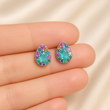 Small Colorful Paraiba Tourmaline Earrings for Women