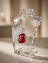 Handmade Tibetan Ruby Necklace 925 Silver – Phoenix & Lotus Symbol Back – Spiritual Protection, One of a Kind, Artisan Jewelry