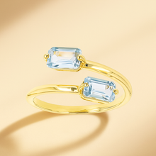 Celestial Calm: Natural Aquamarine Adjustable Ring in Gold-Plated Sterling Silver – Handmade Statement of Elegance & Healing” - Curacíon Holística