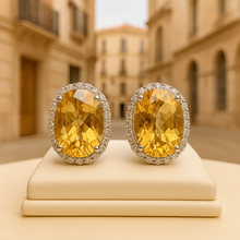 Radiant Natural Citrine Statement Earrings – Oval 12×18mm | Handmade Sterling Silver Snake-Inspired Luxury Jewelry - Curacíon Holística