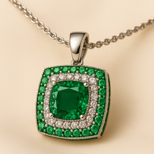 Front view of pendant on satin cream background