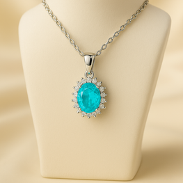 	Curación Holística boho necklace featuring bright blue healing gemstone