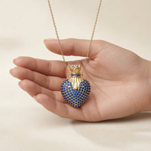 Exclusive Handmade Blue Topaz Heart Statement Necklace | 18K Gold Plated Sterling Silver | Nickel-Free | Spanish Craftsmanship by Curación Holistica – Limited Edition