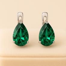 Handmade Nano-Emerald Drop Earrings Sterling Silver | Artisan Statement Jewelry | Curación Holística | Exclusive Boho Elegance | 90-Day Guarantee - Curacíon Holística