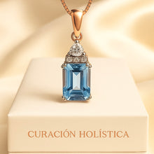 Curación Holística aquamarine rose gold pendant with size dimensions