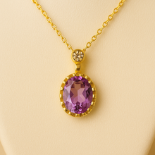 Statement amethyst necklace in luxury satin atmosphere