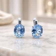 Exquisite Handmade Aquamarine Statement Earrings | 8×10mm Oval Sterling Silver, Hypoallergenic | Limited Edition Spanish Craftsmanship