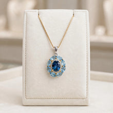 Exquisite Limited Edition Handmade Natural Aquamarine & London Blue Topaz Statement Necklace | Sterling Silver with Gold Accents | Hypoallergenic Spanish Craftsmanship