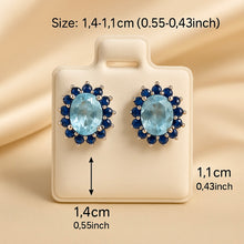 Natural Aquamarine and Blue Sapphire Stud Earrings in Sterling Silver | Handmade Statement Jewelry | 925 Silver | Curación Holística - Curacíon Holística