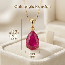 Ruby Rose Teardrop Necklace - Handmade 18K Gold Plated Sterling Silver | Exclusive Limited Edition Curación Holistica Spanish Statement Jewelry | Ruby Pendant for Women
