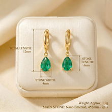 Parure Collier et Boucles d'Oreilles de Luxe Goutte d'Émeraude Nano – Bijoux Espagnols Faits Main en Édition Limitée en Argent Sterling Plaqué Or 18K sans Nickel par Curación Holística