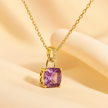 Elegant cushion-cut amethyst necklace with gold finish chain