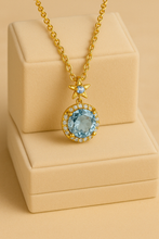 Elegant Aquamarine Sterling Silver Necklace | Gold-Plated Handmade Boho Jewelry | Healing Energy | Curación Holística - curacionholistica