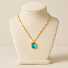 Golden Glow Paraíba Necklace – Emerald-Cut Tourmaline in Gold-Plated Sterling Silver | Curación Holística Exclusive | Healing Gemstone Jewelry. - Curacíon Holística