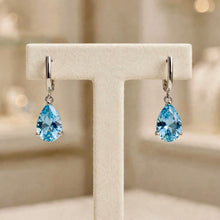 Aquamarine Teardrop Earrings – Sterling Silver | Boho Elegance Handmade in Spain