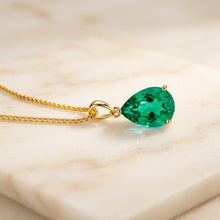 Exquisite Limited Edition Nano Emerald Teardrop Necklace in 18K Gold Plated Nickel-Free Sterling Silver – Handmade Spanish Statement Jewelry by Curación Holística | Holistic Healing Pendant