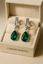 Boho Elegance: Nano Emerald Teardrop Earrings in Sterling Silver – Statement Jewelry with Soul - Curacíon Holística