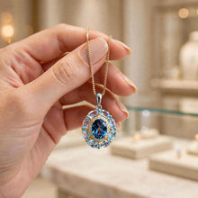 Exquisite Limited Edition Handmade Natural Aquamarine & London Blue Topaz Statement Necklace | Sterling Silver with Gold Accents | Hypoallergenic Spanish Craftsmanship