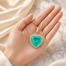 Collar Corazón de Turmalina Paraíba Hecho a Mano Exclusivo | Colgante llamativo de Plata de Ley Chapado en Oro de 20×20 mm | Serie Limitada Curación Holística