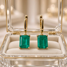 Handmade Nano Emerald Statement Earrings | 8x10mm Emerald Cut | 18K Gold Plated Sterling Silver | Hypoallergenic Limited Edition Spanish Craftsmanship