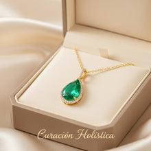 Exclusive 10x14mm Pear Nano Emerald Halo Necklace 925 Sterling Silver Gold Plated Statement Pendant - Curacíon Holística