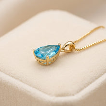 Handmade Swiss Blue Topaz Teardrop Earrings & Necklace Set | 18K Gold Plated Sterling Silver | Curación Holística Healing Jewelry